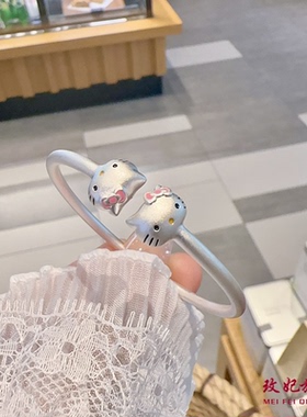 kt猫纯银手镯女简约百搭时尚轻奢