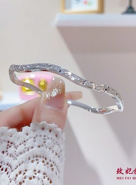 碎冰冰波浪纯银手镯女时尚轻奢