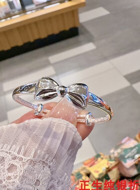蝴蝶结纯银手镯女甜美可爱时尚