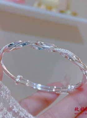 扭纹纯银手镯女个性气质轻奢网红