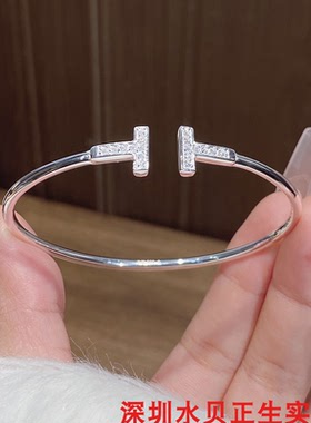 双T字母纯银手镯女个性简约百搭