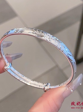 福字龙凤纯银手镯女百搭时尚轻奢