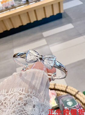 蝴蝶结纯银手镯女甜美可爱时尚