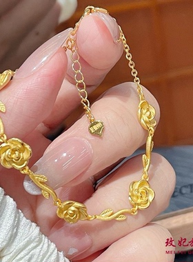 玫瑰花纯银手链女个性简约百搭