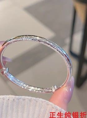 蝴蝶结平安纯银手镯女可爱甜美