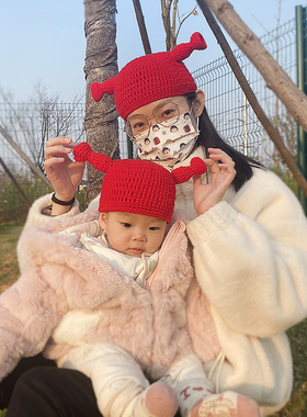 痞幼同款帽子可爱秋冬针织出游帽