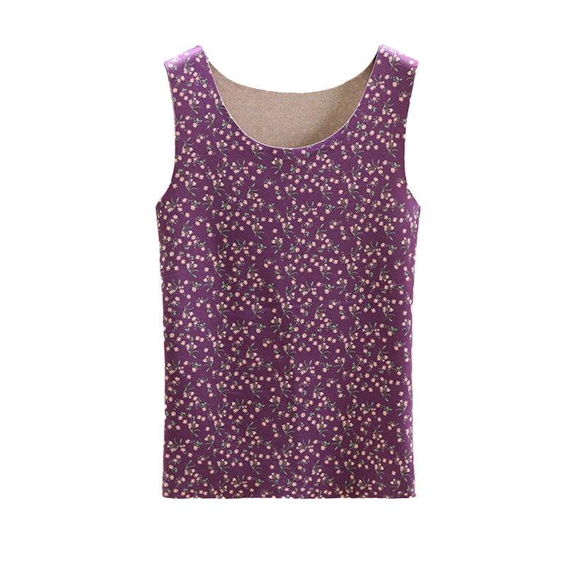 德绒碎花保暖背心女冬季加绒加厚小花坎肩大码修身内搭无痕打底衫,淘宝优惠券,粉丝福利购,淘宝优惠卷