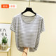 ເສື້ອຍືດແຂນສັ້ນ Modal ຄໍຮອບເອິກ padded striped T-shirt