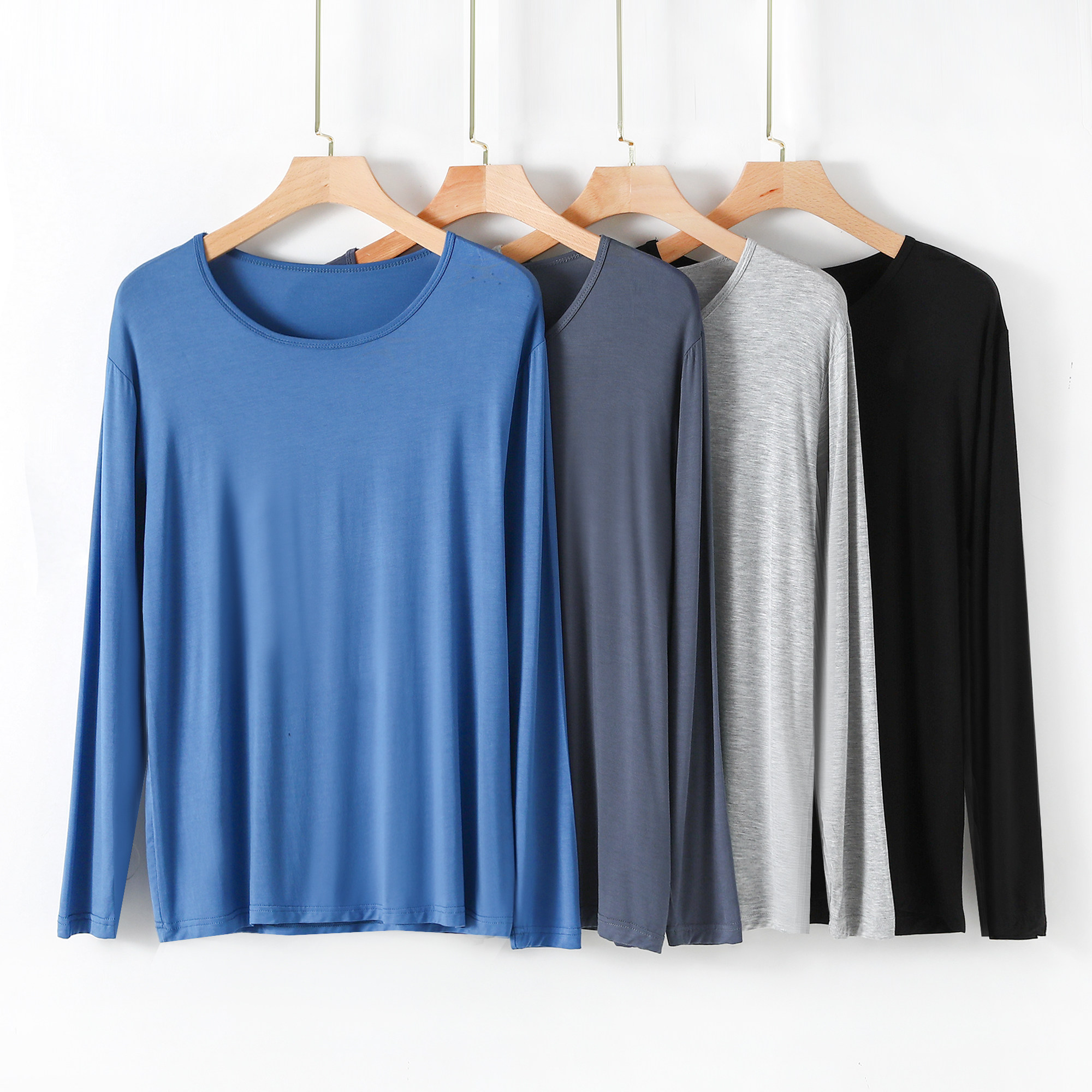 2025春秋男士莫代尔圆领打底衫薄款长袖T恤内搭休闲宽松大码上衣,淘宝优惠券,粉丝福利购,淘宝优惠卷