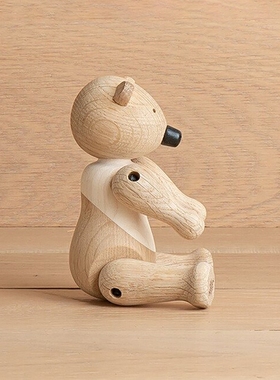 丹麦木质动物木偶小熊摆件手办