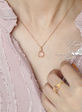 の祈祷 经典复古网红同款风粉晶开口轻奢戒指项链耳环女