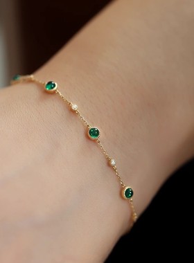 欧美单层水钻身体链 性感简约复古绿色水晶链条腰链女