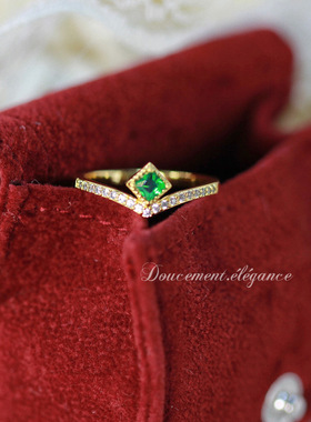 网红直播热卖新品仿真祖母绿碧玺简约开口戒指女 时尚手饰品指环