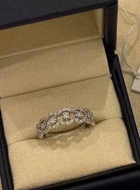 小红书同款爆款日系简约蕾丝排钻戒指女轻奢贵气气质精致开口指环