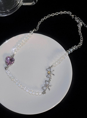 钛钢不掉色纯欲风爱心蝴蝶项链女