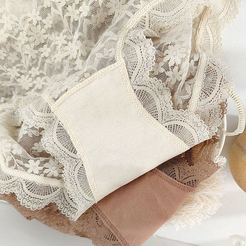 外贸内裤女原单日单出口日本法式纯色蕾丝纯棉包臀中高腰女三角裤,淘宝优惠券,粉丝福利购,淘宝优惠卷