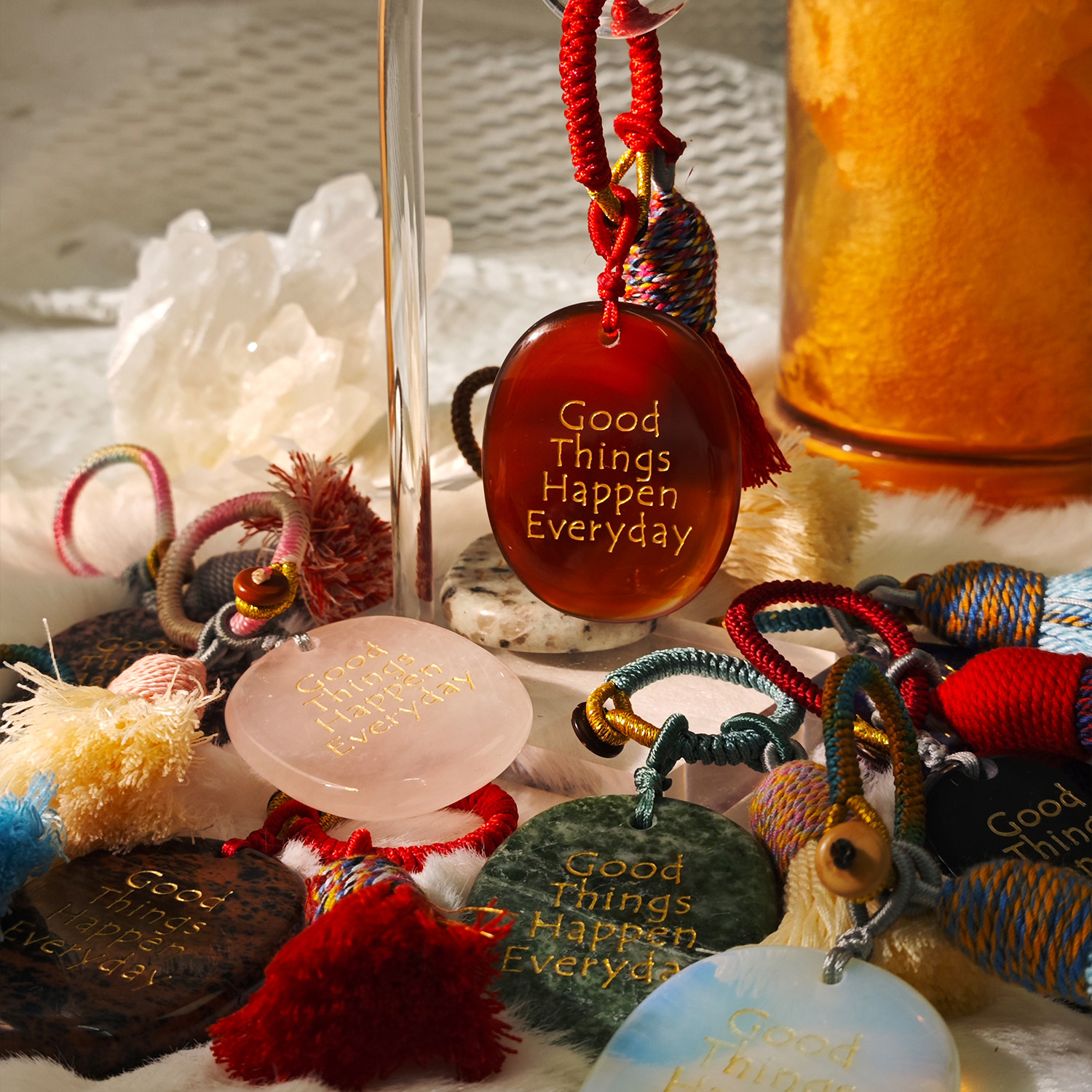 好事发生天然水晶掌心石钥匙扣正能量解压石手工车挂包挂天然礼物,淘宝优惠券,粉丝福利购,淘宝优惠卷