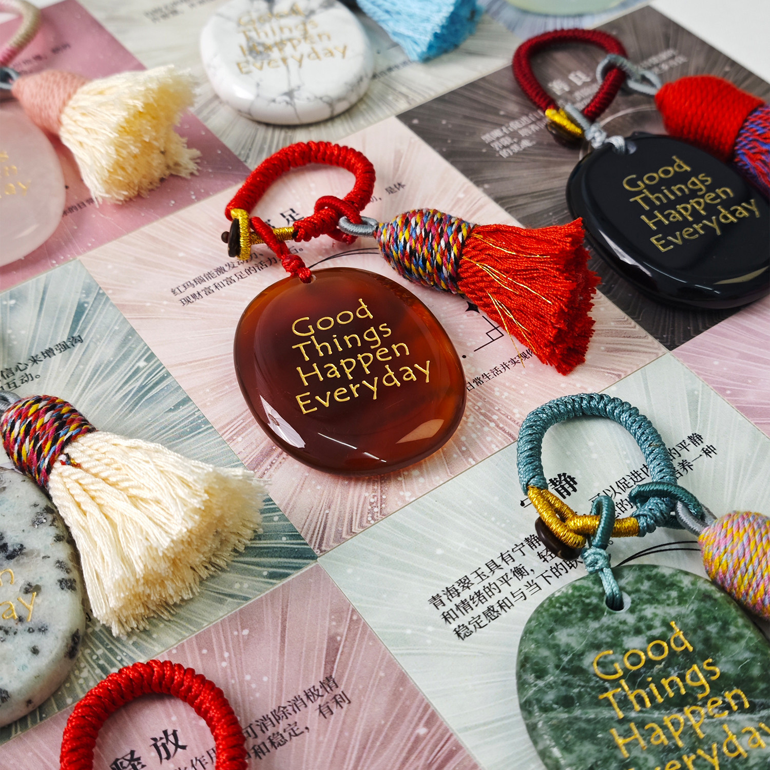 好事发生天然水晶掌心石钥匙扣正能量解压石手工车挂包挂天然礼物,淘宝优惠券,粉丝福利购,淘宝优惠卷