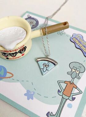 海绵宝宝派大星披萨贴贴磁吸项链小众新款可爱高颜值情侣闺蜜