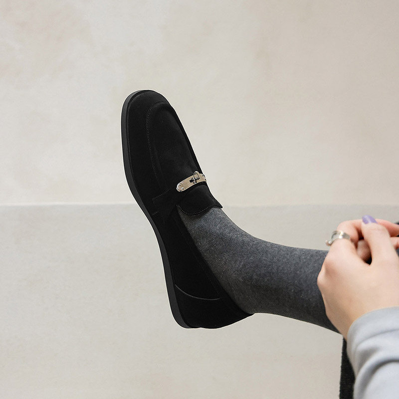 头层胎牛绒~里外全皮一脚蹬乐福鞋休闲单鞋平底鞋女鞋百搭舒适,淘宝优惠券,粉丝福利购,淘宝优惠卷