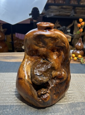 天然香樟木抱石花瓶摆件树根花瓶工艺品家居客厅办公室商铺装饰