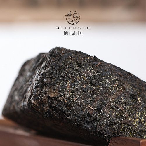栖凤居无言2007年安化黑茶金花手筑茯砖茶黑茶100g散茶/950g茶砖 - 图1