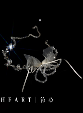TM｜手作蝴蝶结水钻纱花项链