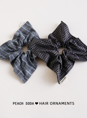 法式复古格纹方形发圈头绳气质简约方巾大肠圈2026新款扎马尾发绳