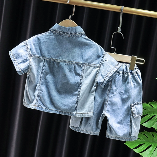 Летняя одежда, джинсовая юбка, детский комплект для раннего возраста, короткий рукав, коллекция 2021, в корейском стиле