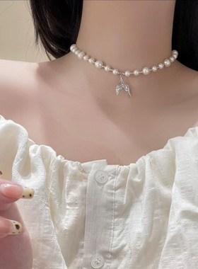 超仙鱼尾珍珠抽拉项链女款
