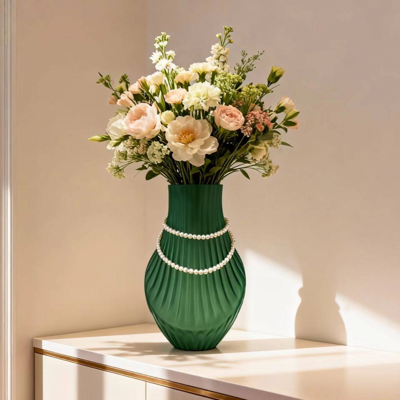 大号网红北欧设计磨刻条纹花瓶现代简约软装设计餐桌酒柜插花摆件,淘宝优惠券,粉丝福利购,淘宝优惠卷