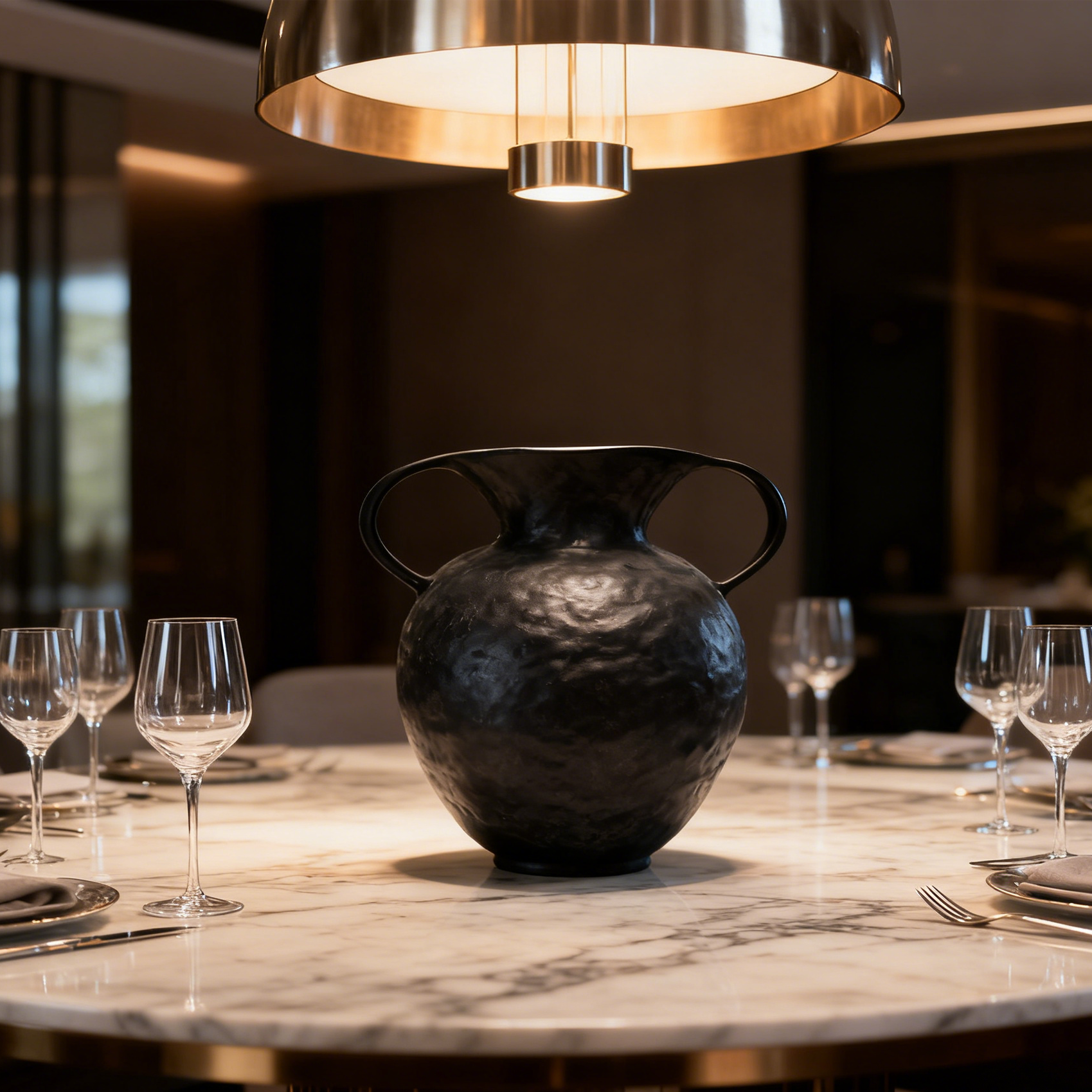 精选景德镇手工陶瓷纯黑乌金釉双耳花瓶简约高奢欧式复古,淘宝优惠券,粉丝福利购,淘宝优惠卷