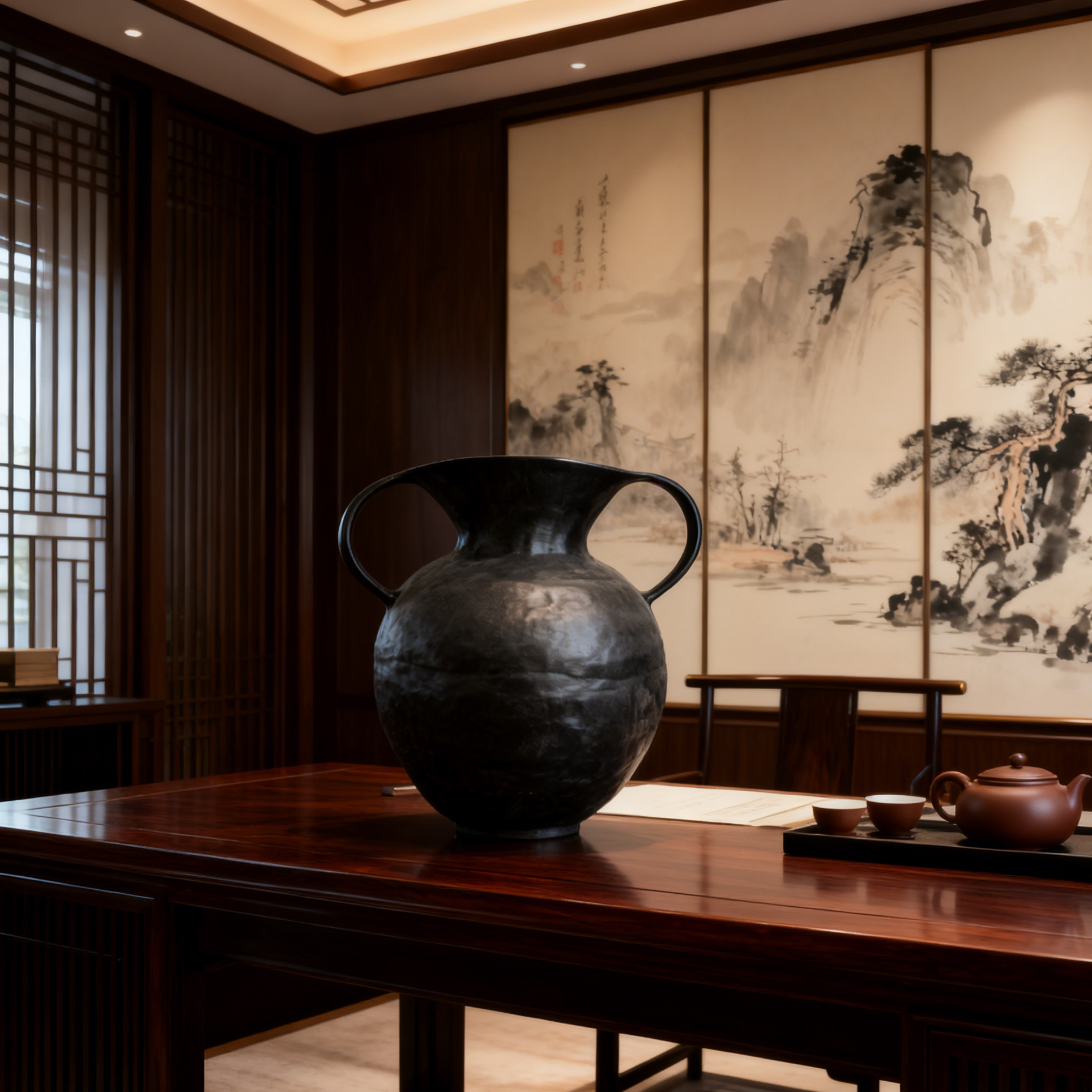 精选景德镇手工陶瓷纯黑乌金釉双耳花瓶简约高奢欧式复古,淘宝优惠券,粉丝福利购,淘宝优惠卷