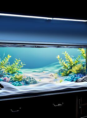 海洋海草5d立体高清图3d造景水族箱装饰画新款鱼缸背景画贴纸壁纸