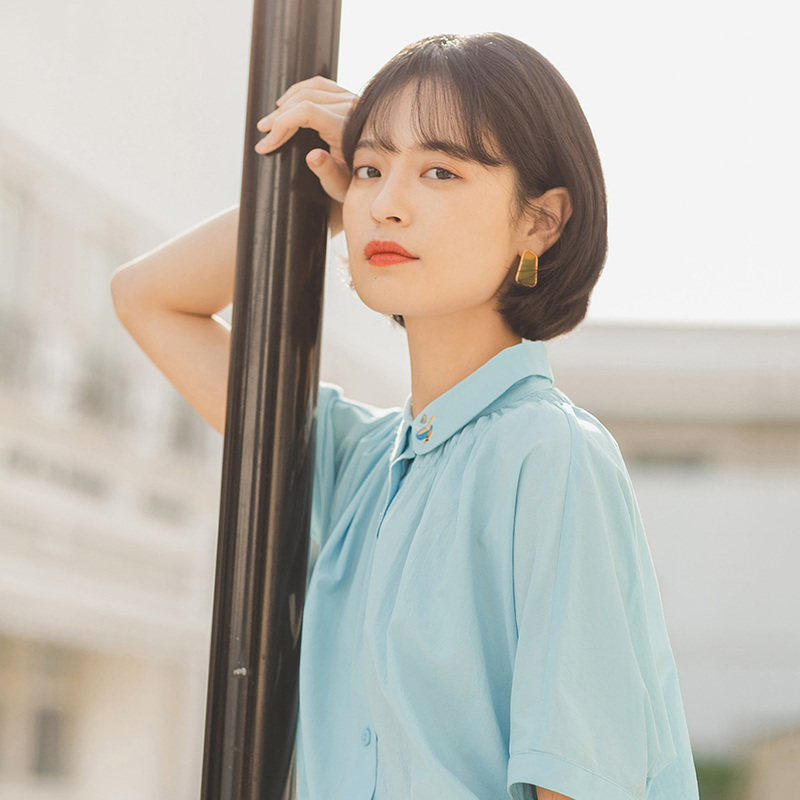 茵曼白色女全棉2020夏装潮纯棉衬衫 茵曼田田极客衬衫