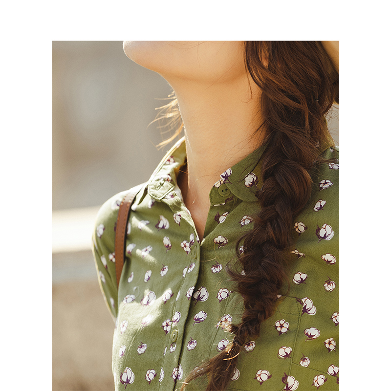 茵曼碎花女设计感小众2020秋装衬衫 茵曼田田极客衬衫