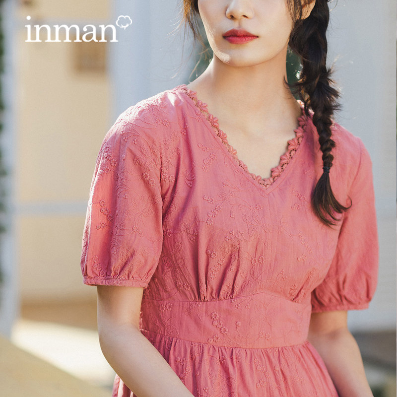 茵曼纯棉2020新款收腰显瘦女连衣裙 茵曼田田极客连衣裙