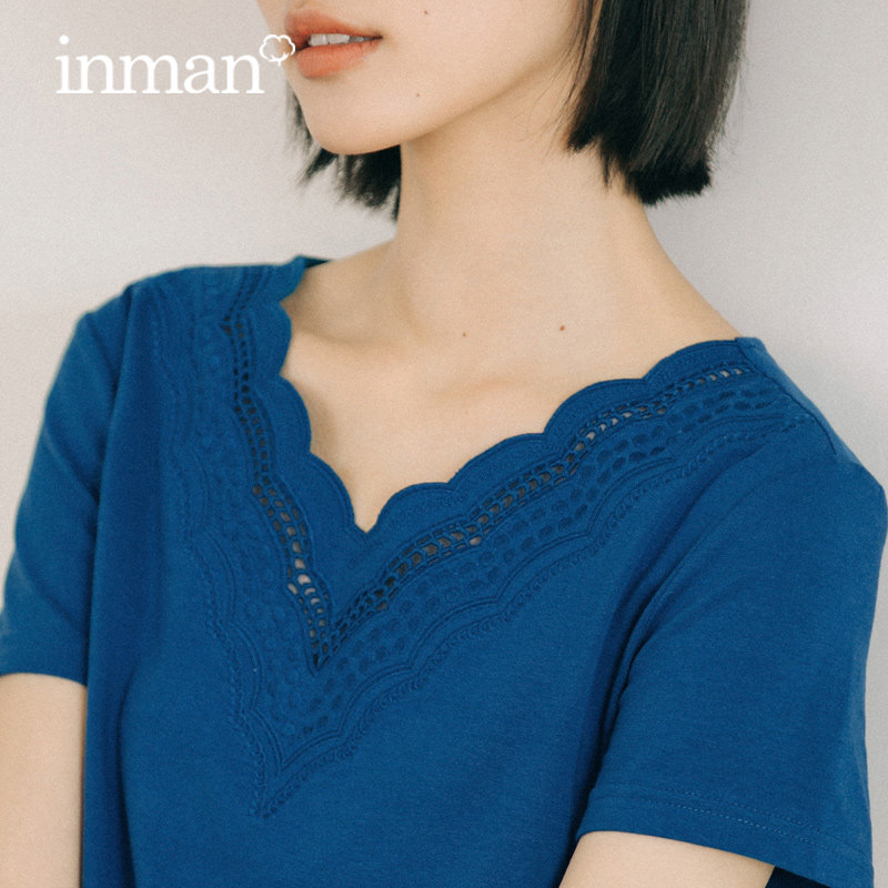 茵曼2022年夏季新款韩版纯欲风t恤 茵曼田田极客T恤