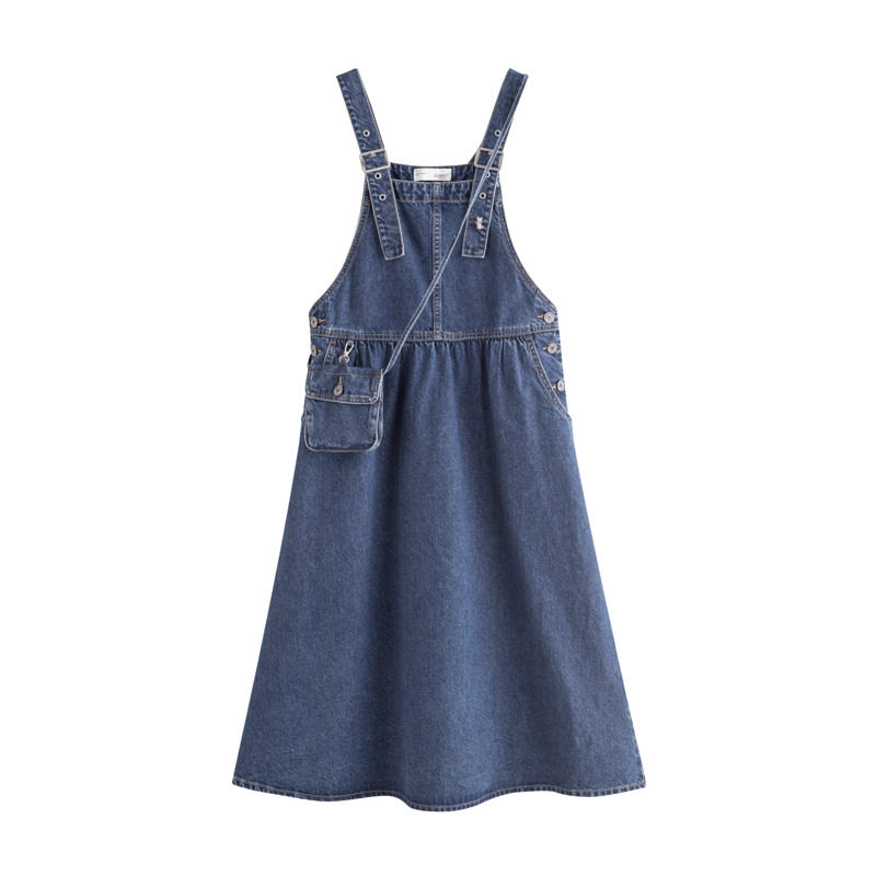 茵曼2022吊带韩式背带裙牛仔连衣裙 茵曼田田极客连衣裙