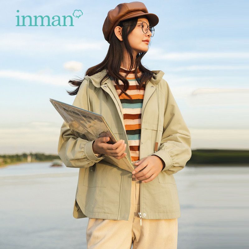 茵曼2020年春秋冬新款长袖休闲工装 茵曼田田极客短外套