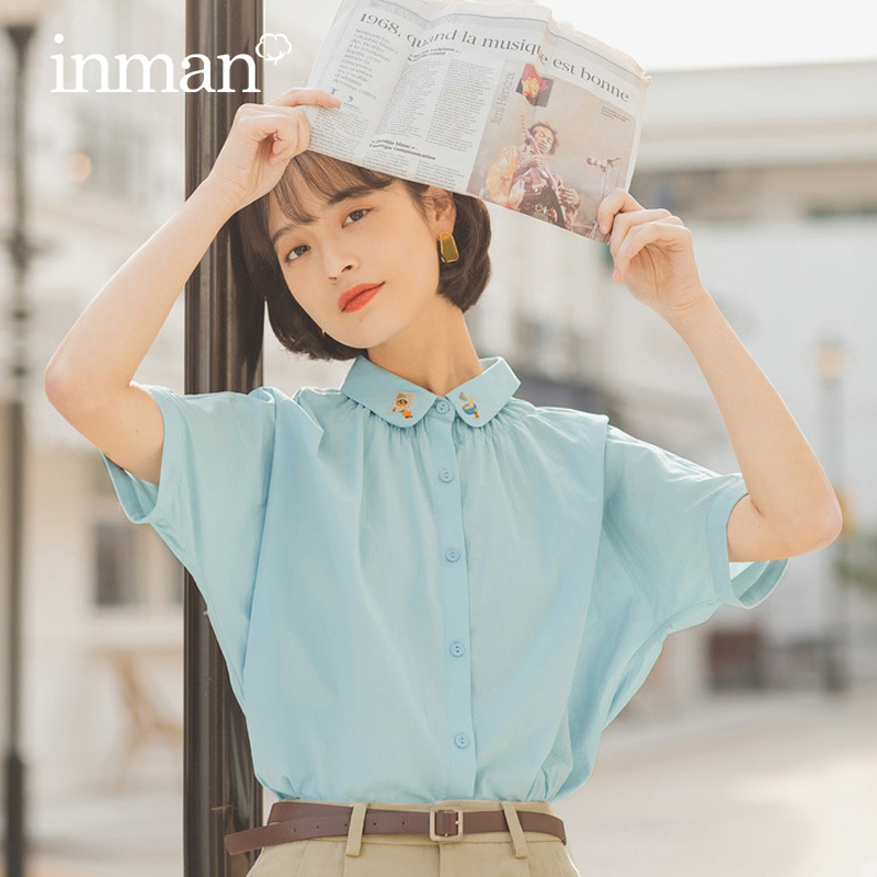 茵曼白色女全棉2020夏装潮纯棉衬衫 茵曼田田极客衬衫