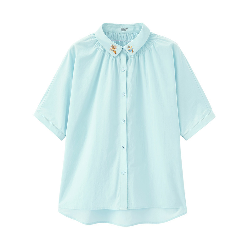 茵曼白色女全棉2020夏装潮纯棉衬衫 茵曼田田极客衬衫