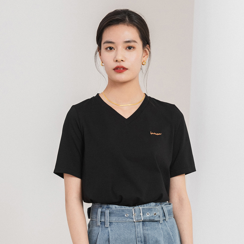 茵曼白色显瘦短袖女遮肉2020 t恤 茵曼田田极客T恤