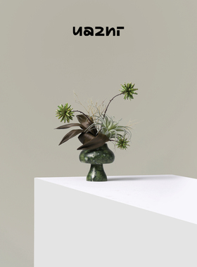 花小只中式绿色大理石插花花瓶