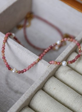 切面蔷薇石手链女款女生原创设计手饰串珠手生手士男生编织手饰