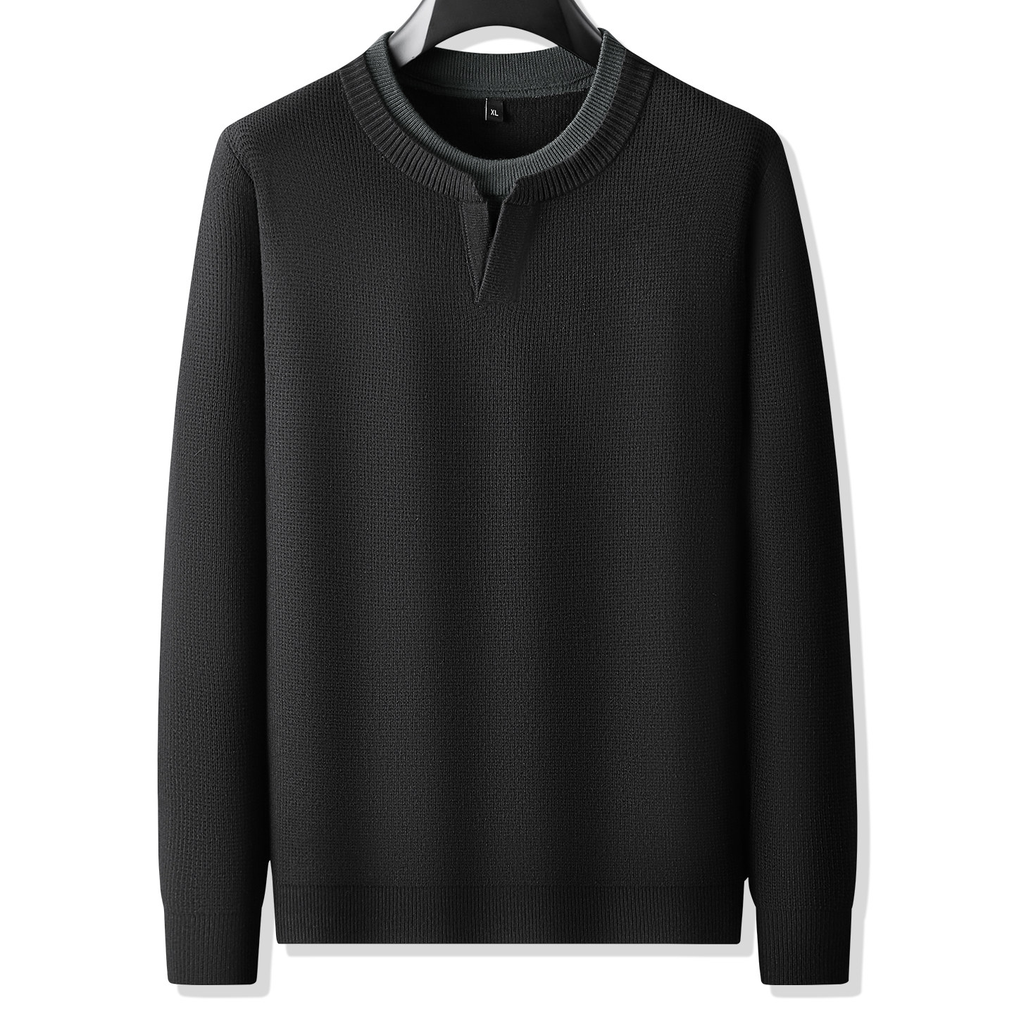 秋冬厚款假两件长袖针织衫男大码外穿上衣胖子休闲圆领保暖毛线衣,淘宝优惠券,粉丝福利购,淘宝优惠卷