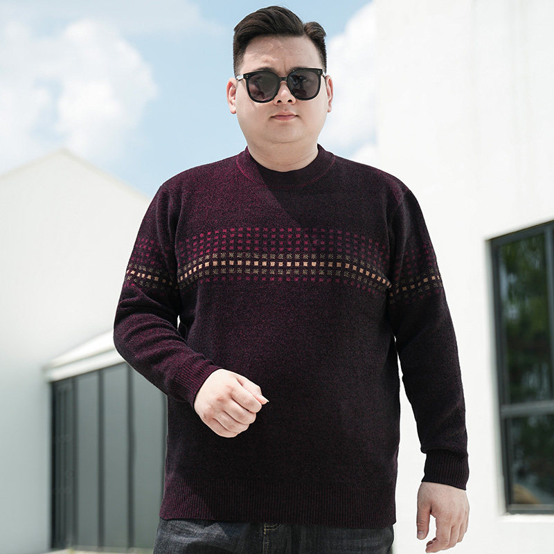 加厚雪尼尔毛衣男秋冬大码圆领打底衫肥佬大号圆领内搭保暖针织衫,淘宝优惠券,粉丝福利购,淘宝优惠卷