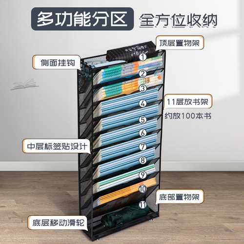 桌面档案文件收纳架桌边收纳盒多层置物架办公室桌面落地多层文件资料收纳架办公室整理神器文件夹分层文件架 - 图3