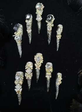 【超长尖系列54mm】爆闪欧美哥特女王纯手工穿戴甲高级感贴片气质