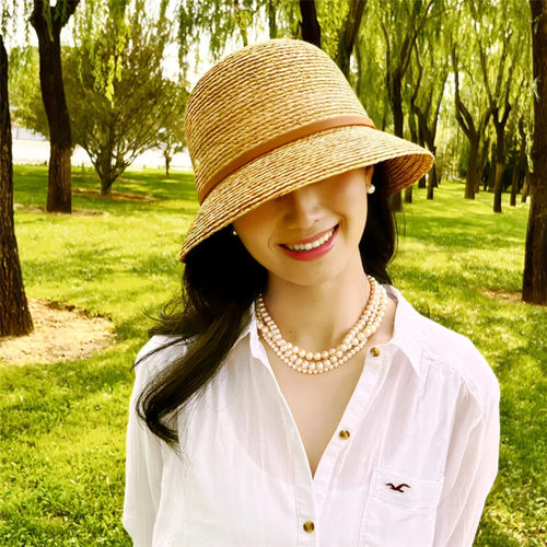 日本helen拉菲草防紫外线渔夫帽女夏季防嗮海边遮阳度假出游草帽 - 图0